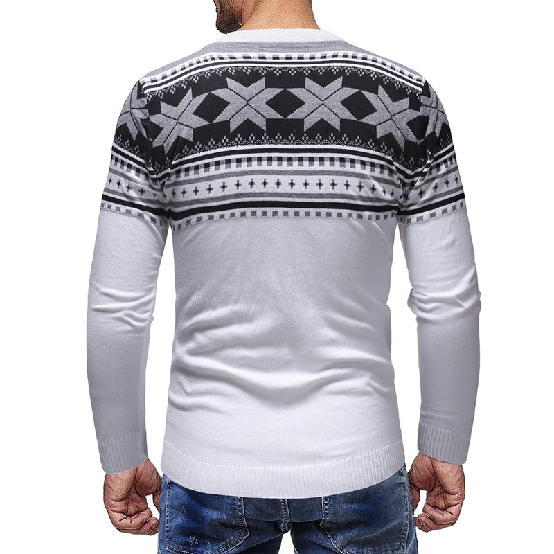 Men's Autumn Polygonal Pattern Sweater Men's Fashion Casual round Neck Pullover Men Pullover Sweaters