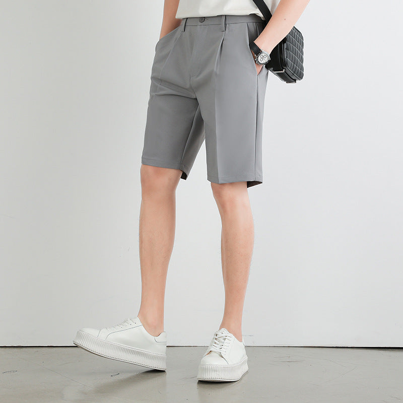 Men Bermuda Shorts Suit Shorts Men's Casual Loose Wide Leg Straight Fifth Pants Men's Middle Pants
