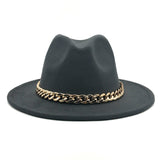 Fedora Hat Golden Chain Woolen Top Hat Fedora Hat Top Hat