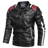 Two Tone Leather Jacket Color Matching Casual Men's Leather Coat Casual Stand Collar Spring and Autumn Leather Jacket