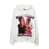 Mens Fall Outfits Portrait Printing Terry Hooded Sweater Couple Loose Top