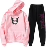 Kuromi Costume 2 Piece Set Gothic Style Brushed Hoody Universal Clothes Street Hoodie Set