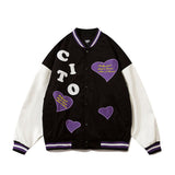 Mens Fall Outfits High Street Vintage Love Embroidered Coat Street Baseball Uniform Jacket