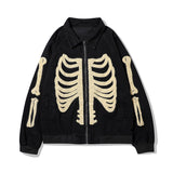 Men Fall Outfits Hip Hop Loose Flocking Embroidered Baseball Uniform Denim Jacket Coat