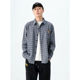 Men Shacket Long Sleeve Autumn Shirt Plaid Shirt Loose Casual Jacket