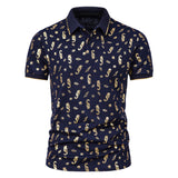 Men Shirt Fashion Slim Fit Shirts Short Sleeve Shirt Large Size Casual Top Summer Men's Fashion Print Short Sleeve Casual Polo Collar Polo Shirt Men