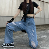 Distressed Jeans Straight Leg Jean Summer Jeans Wide Leg Pants Trousers