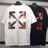 Ow Summer Arrow Print Loose Short Sleeve Cotton Tshirt Owt