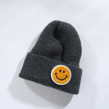 Toque Autumn and Winter Smiley Face Labeling Couple Knitted Hat Thick Winter Slipover Woolen Cap Student