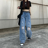 Distressed Jeans Straight Leg Jean Summer Jeans Wide Leg Pants Trousers