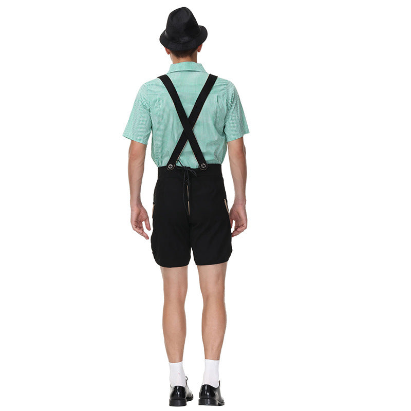Lederhosen Halloween Performing Costumes Bavarian Men's Beer Suit German Beer Festival Clothing