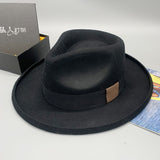 Fedora Hat Autumn and Winter Warp Knitted Warm Men's and Women's Big Brim Wool Jazz Top Hat