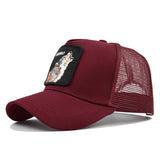 Wolf Print Cap Animal Embroidery Baseball Cap Animal Wolf Embroidered Hat Mesh Peaked Cap Curved Brim Visor Mesh Cap