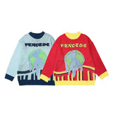 Men Fall Outfits Retro Cartoon Brocade Sweater Couple Pullover Sweater