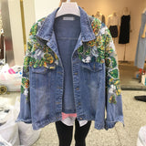 Denim Sparkle Jacket Spring Denim Coat Top Women