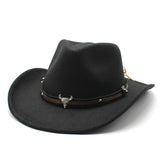 Wester Hats Woolen Jazz Top Hat Men's Ladies' National Style Autumn and Winter Felt Cap Broad-Brimmed Hat