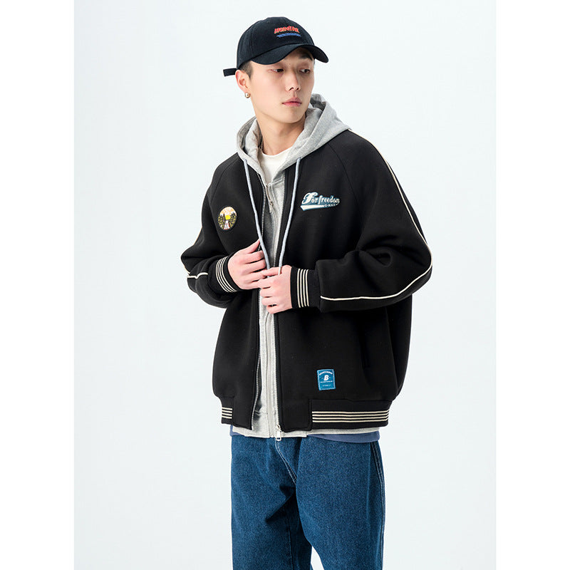 Men's Large Size Sports Retro Spring Labeling Jacket Men's Trendy Casual Jacket Men Jacket