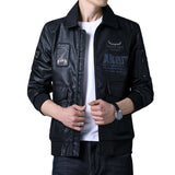 Hand Painted Leather Jackets Coat Men's Autumn and Winter Men's Leather Jacket Air Force Pilot PU Leather Motorcycle