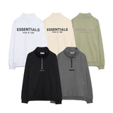 Fog Essentials Long Sleeve round Neck Neck Sweatshirt Autumn Double Line Back Three-Dimensional Silicone Double Row Letter Half Zipper Sweater