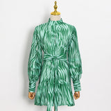 Green Fairycore Dress Wizard of Oz Summer Pure Color Fresh Single-Breasted Personality Waist-Controlled Lace-up Short Stitching Dress