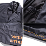 Men's Lapel Print Small Business Suit Coat Trendy Large Size Retro Sports Casual Coat Top Men Jacket