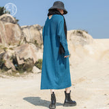 Red Peasant Dress Winter Artistic Casual Loose Knitted Dress V-neck Solid Color Stitching Mid-Length Dress