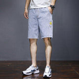 Men Jean Shorts Denim Shorts Men's Summer Fashion Brand Loose Straight Elastic Waist Casual Cropped Pants Middle Pants