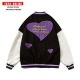 Mens Fall Outfits High Street Vintage Love Embroidered Coat Street Baseball Uniform Jacket