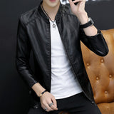 80's Leather Jacket Autumn and Winter Men's Casual Jacket Fleece-Lined Thickened Motorcycle Clothing Stand Collar Jacket