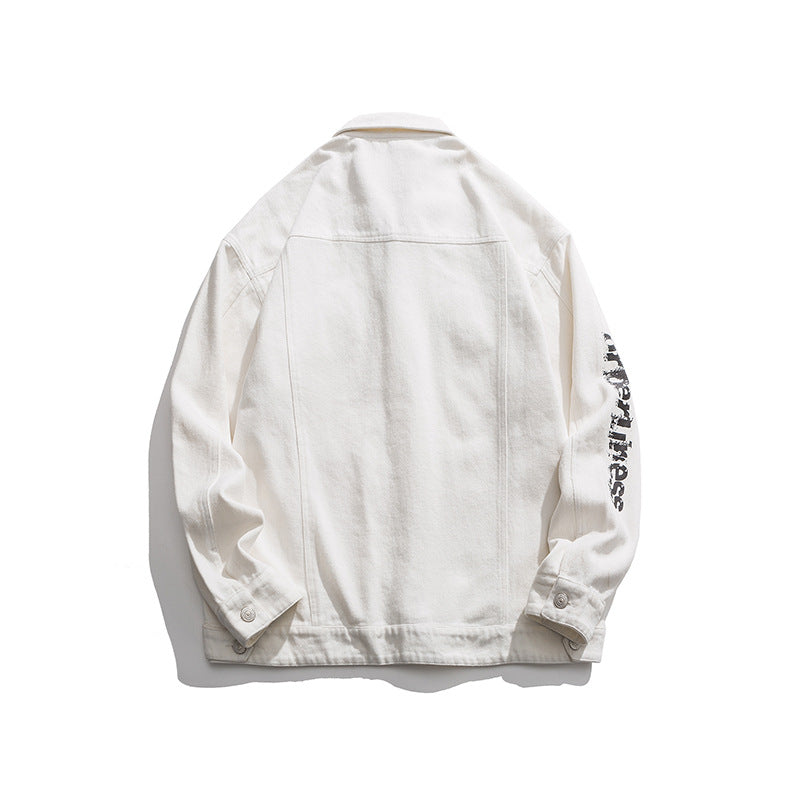 Men's Spring Men's Jacket Large Size Retro Sports Leisure Cargo Student Denim Jacket Trendy Wide Top Men Shacket