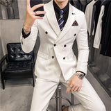 Men Suit Three-Piece Set Slim Double-Breasted