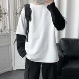 Men Long Sleeve T-shirt False Two-Piece Sweaters Bottoming Shirt