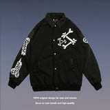 Men Fall Outfits Printed Baseball Uniform Coat Jacket