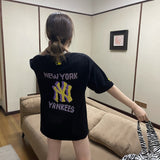 MLB T Shirt MLB Short-Sleeved T-shirt Spring and Summer Mosaic Pixel NY Printed Loose Men and Women Couple Half Sleeve