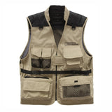 Men Utility Vest Work Zipper Tactical Work Vest Slim Pocket Jacket Multi-Pocket Thin Men's Pocket Vest