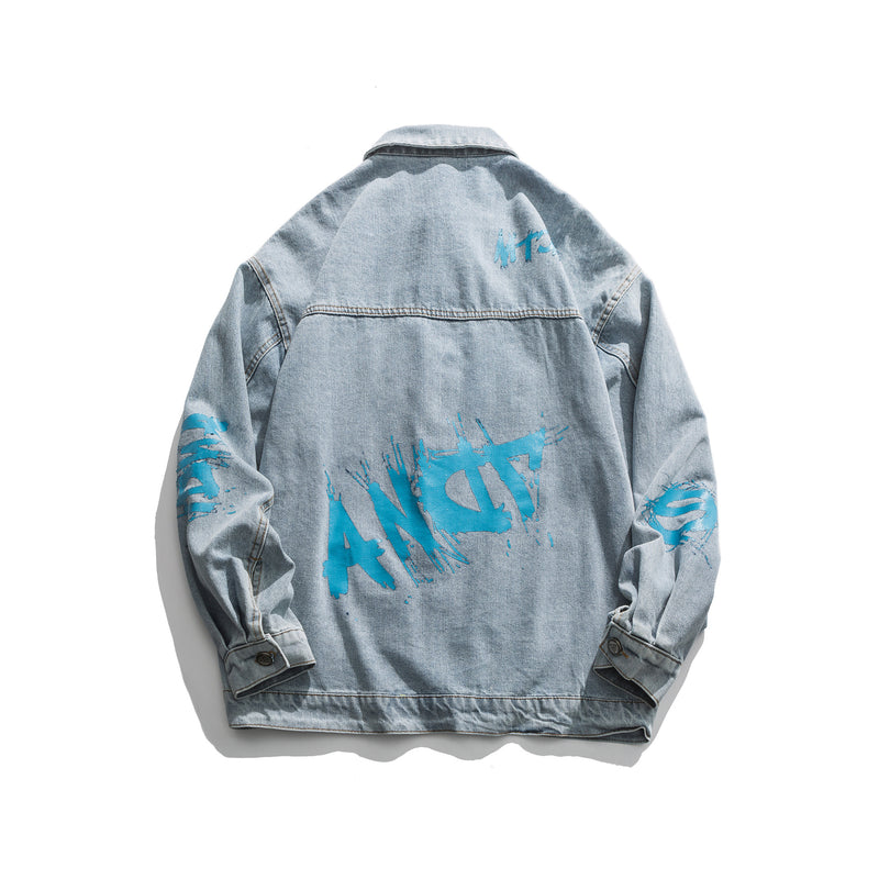 Men's Retro Denim Jacket Large Size Sports Retro Men's Jacket American Trendy Men's Workwear Jacket Male Student Men Shacket Men Jacket