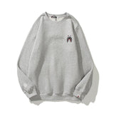 A Ape Print Sweatshirts Winter Men and Women Shark Logo Print round-Neck Pullover