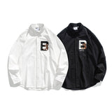 Men Shacket Long Sleeve Autumn Shirt Autumn Bear Embroidery Loose Shirt Men