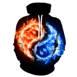 Fire and Ice Hoodie Spring and Autumn Printed Hoodie Sweater Trendy