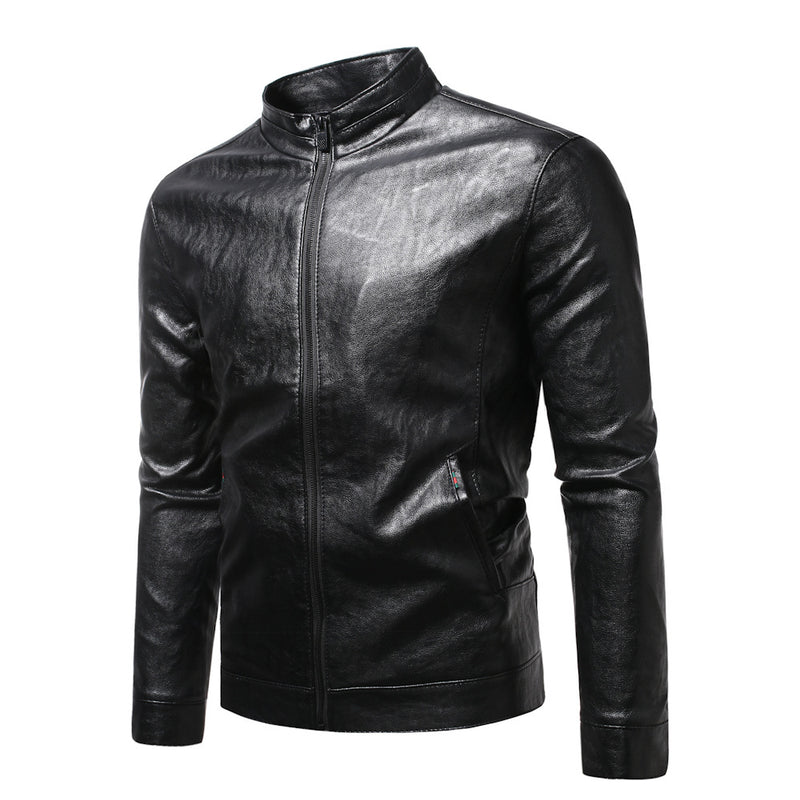 1970S East West Calfskin Motorcycle Jacket, Men's Leather Coat Stand Collar Leather Jacket Coat Motorcycle Leather Coat