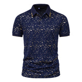 Men Shirt Fashion Slim Fit Shirt Short Sleeve Shirt Large Size Casual Top Summer Men's Fashion Print Short Sleeve Lapel T-shirt