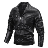 80's Leather Jacket Fall Winter Men Coat Fleece Padded Clothes Motorcycle Clothing