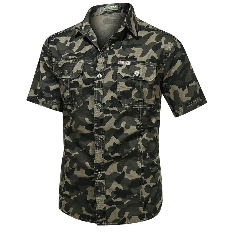Military Pure Color Pocket Men Short Sleeve Slim Fit Shirt Pilot Cotton Shirts Air Force Shirt Summer Men Casual Cotton Short Sleeve Shirt plus Size Loose Camouflage Half Sleeve Shirt