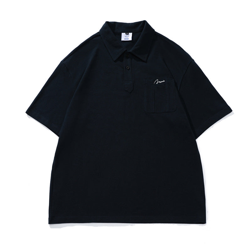 2022 Summer man t shirt Solid Color Pocket Polo Shirt