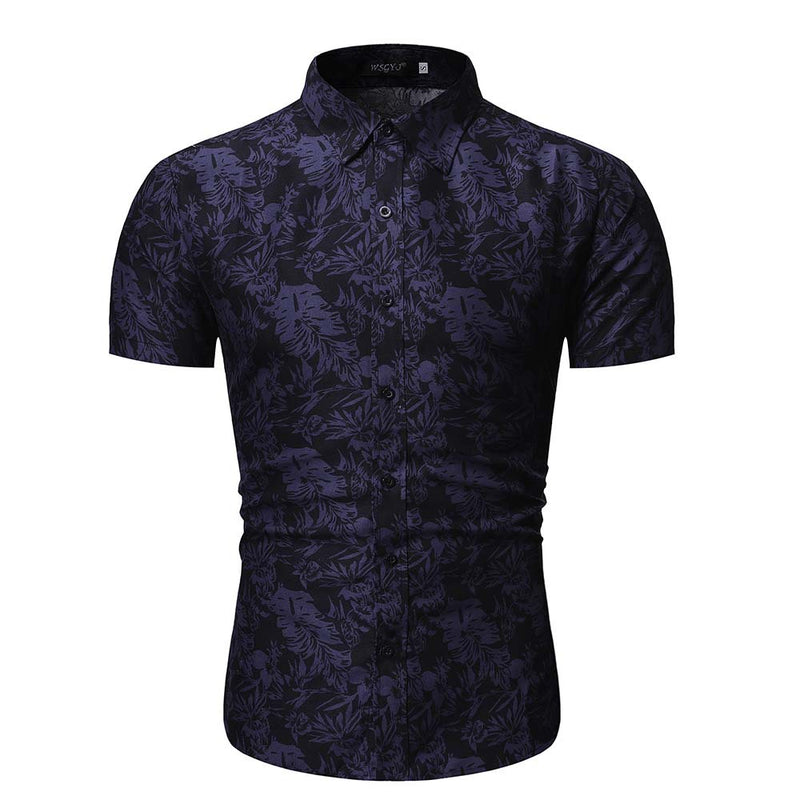 Men's Summer Men's Loose Short Sleeve Shirt Printed Shirt Casual Beach Men's Shirt