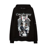 Mens Fall Outfits Portrait Printing Terry Hooded Sweater Couple Loose Top