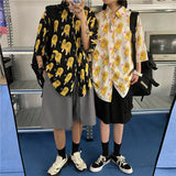 Harajuku Clothing Men's Casual Shirts Summer Printed Shirt Men and Women Casual Loose Top