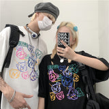 Harajuku Clothing Men's T-shirt Classic Shirts Summer Cartoon Printed Men's and Women's Loose Short-Sleeved T-shirt