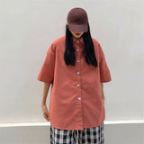 Harajuku Clothing Men's Tshirt Classic Retro Shirts Summer Lapels Loose Short Sleeve Shirt Men and Women Student Casual Top