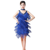 Flapper Dress Sequins Tassel Dress Ball Dance Dress V-neck Tassel Dancing Dress
